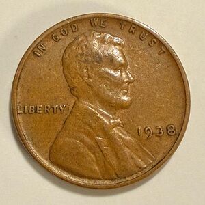 1938 PHILADELPHIA MINT LINCOLN WHEAT CENT PENNY